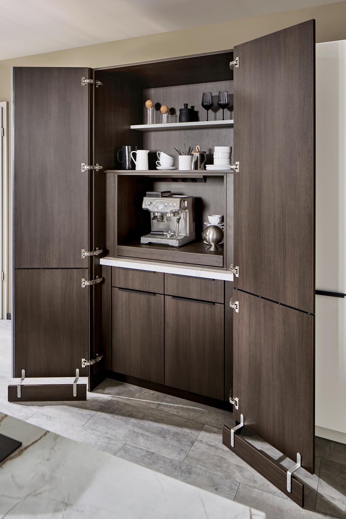 Einbauküche Ip 3150 - Nussbaumfarben/Weiß, MODERN, Holzwerkstoff (226,4cm) - Impuls