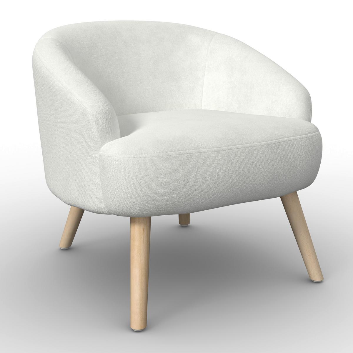 Relaxační křeslo SONJA, bílá žinylka, max.140 kg - bílá/přírodní barvy, Moderní, dřevo/textil (71/69/68cm) - Bessagi Home