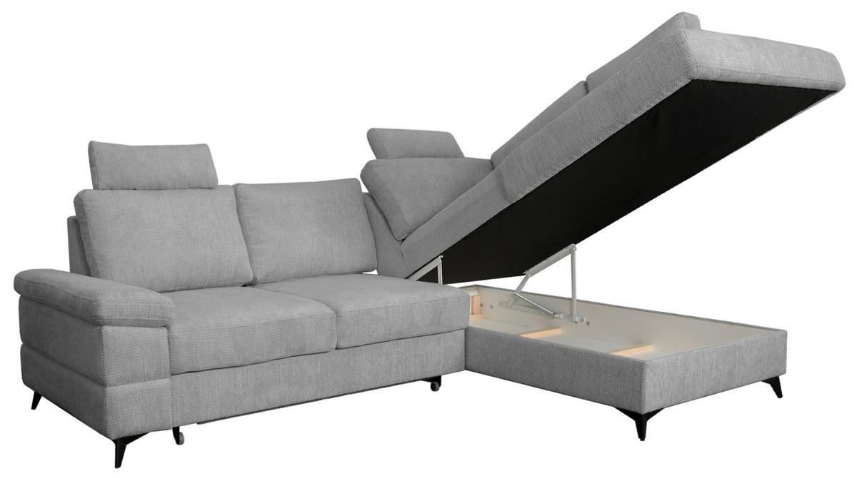 Rohová sedačka SARA L, pravá, sivá - čierna/sivá, Basics, kov/textil (250/189cm) - Ondega