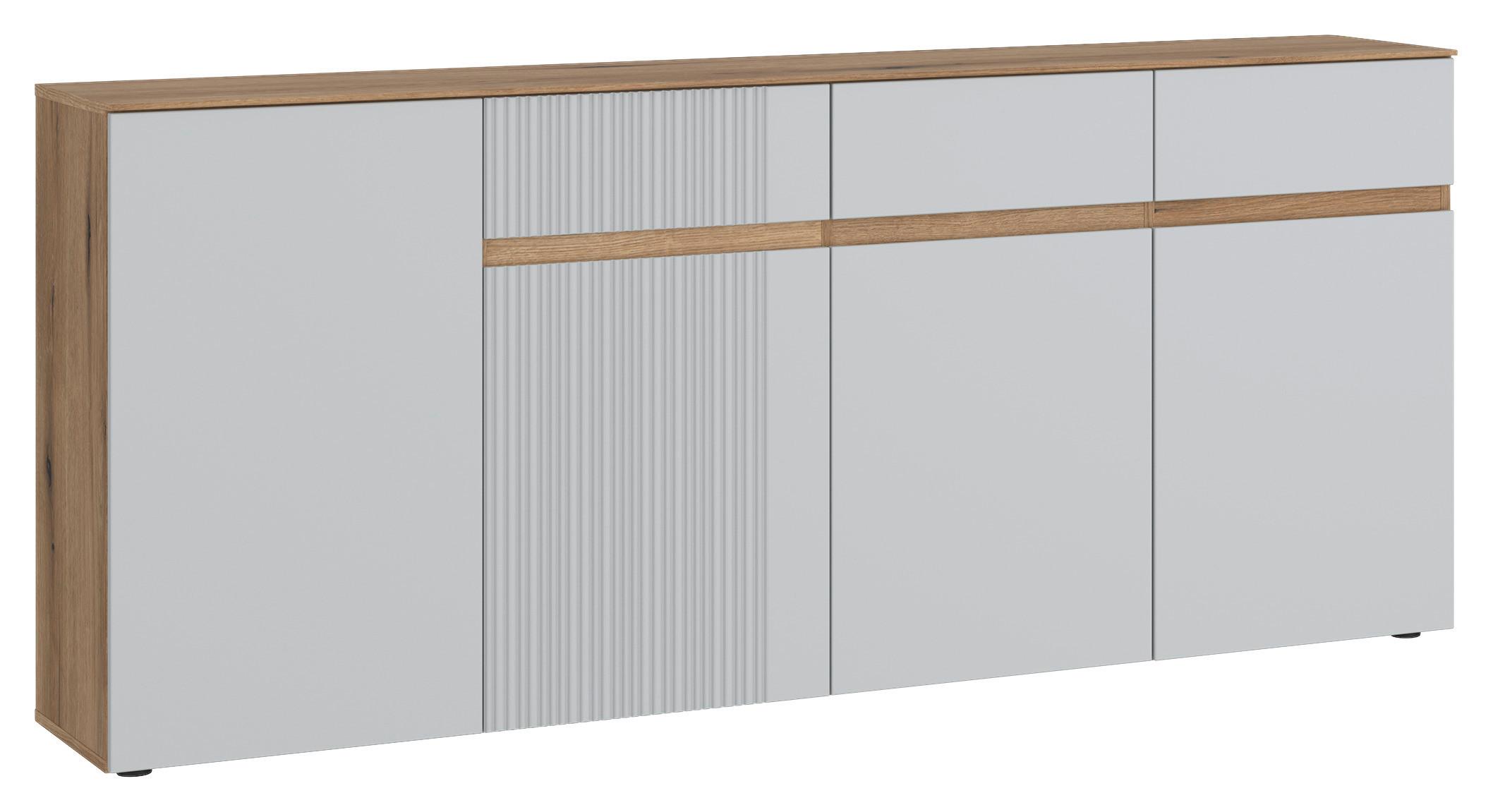 Sideboard Manilla Eichefarben B: 200 Cm - Eichefarben/Hellgrau, Trend, Holzwerkstoff (200/88,3/40cm)