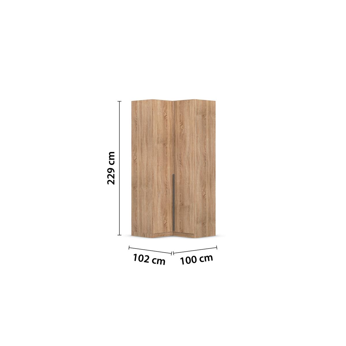 Eckkleiderschrank Alabama Sonoma Eiche B: 100 Cm - Sonoma Eiche, MODERN, Holzwerkstoff (100/229/102cm) - Rauch Möbel