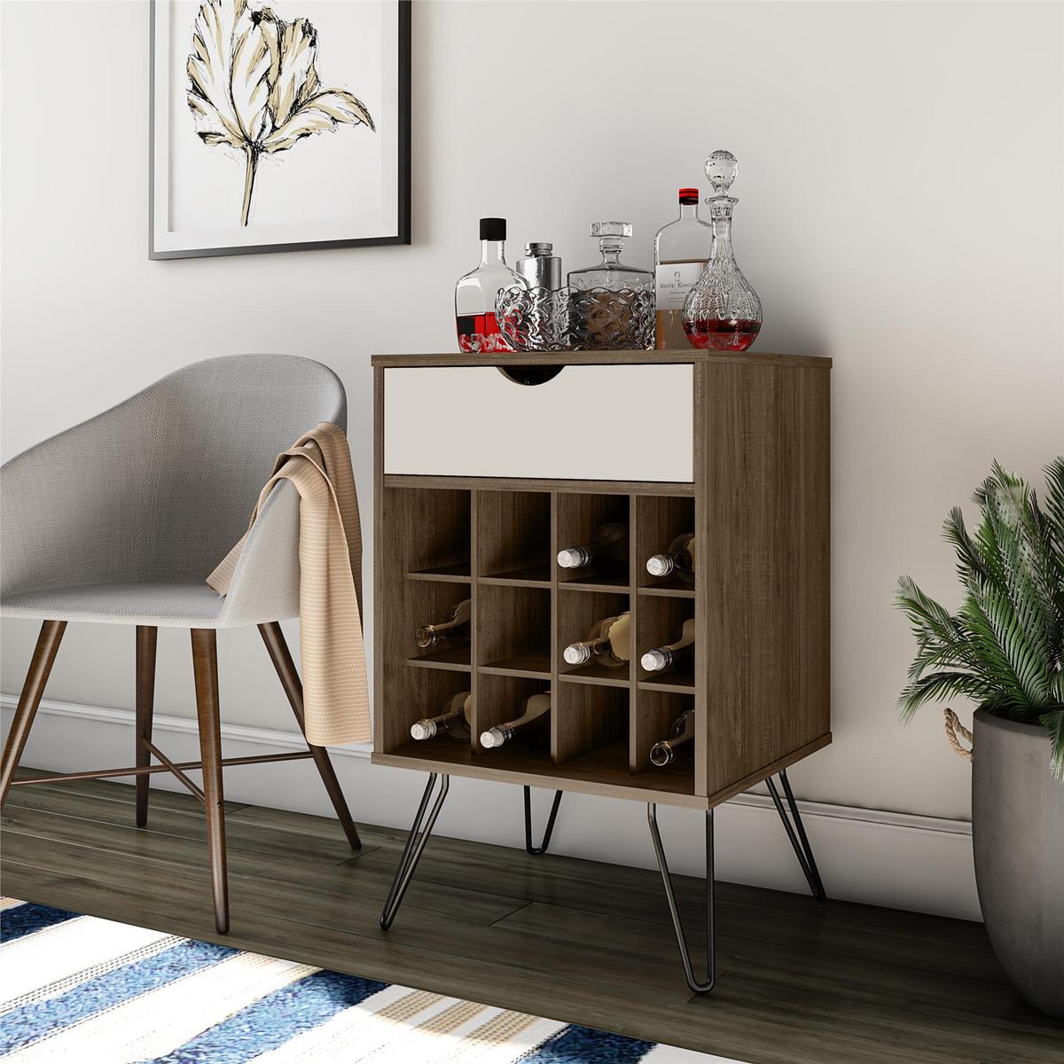 Weinregal Concord Dunkelbraun H: 80 cm - Eichefarben/Dunkelbraun, Design, Holzwerkstoff/Metall (51/80/45cm) - MID.YOU