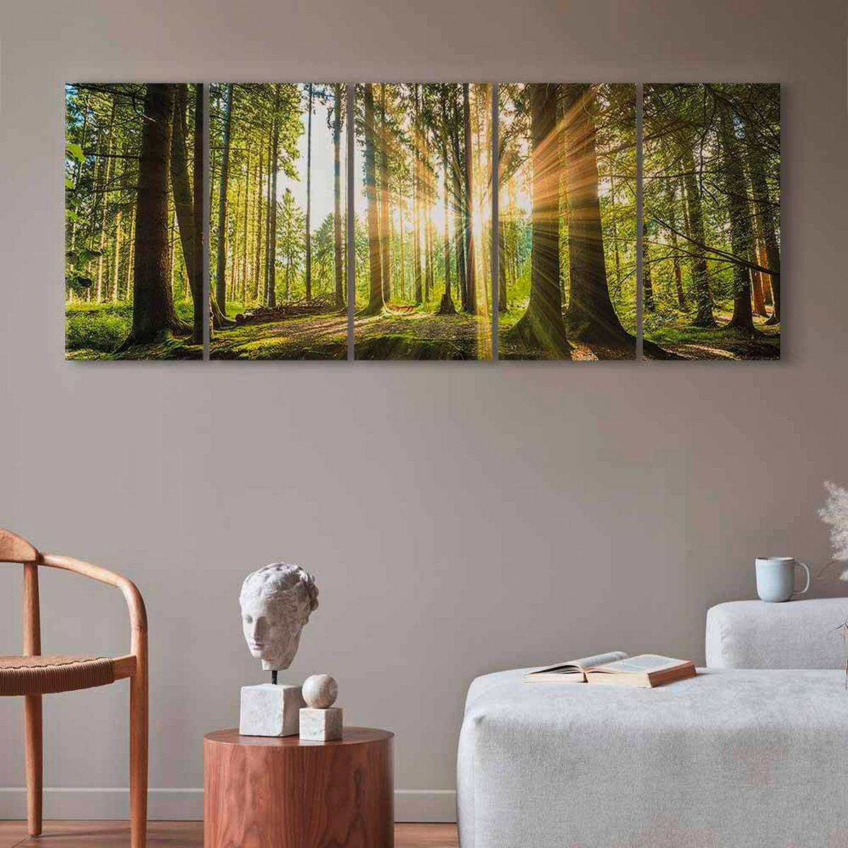 Leinwandbild Waldgrün Hellgrün B: 200 Cm - Waldgrün/Hellgrün, Basics, Holzwerkstoff/Textil (200/80/1.2cm) - artgeist