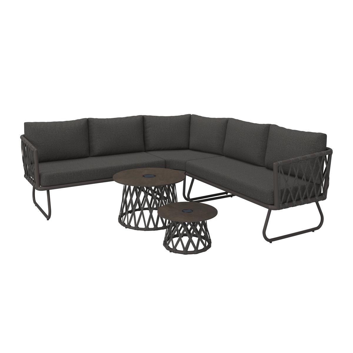 TERASOVÁ SEDACIA SÚPRAVA ELEA - antracitová/tmavosivá, Modern, kov/textil (234/74/77cm) - Bessagi Garden