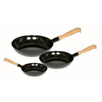 Pfannenset 3-tlg. Metall Kratzfest - Schwarz, Basics, Holz/Metall (20+24+26cm) - Riess