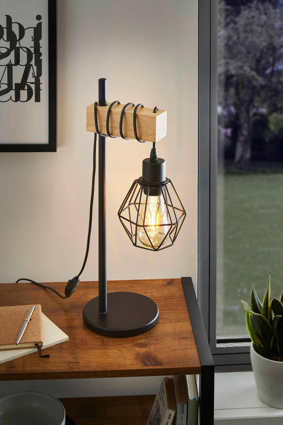 STOLNÁ LAMPA TOWNSHEND5 - čierna, Basics, kov/drevo (22/15,5/50cm)