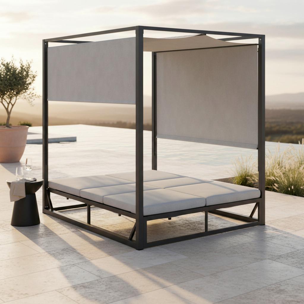 ZAHRADNÍ LEHÁTKO AVIVA - krémová, Moderní, kov/textil (148/196/200cm) - Bessagi Garden