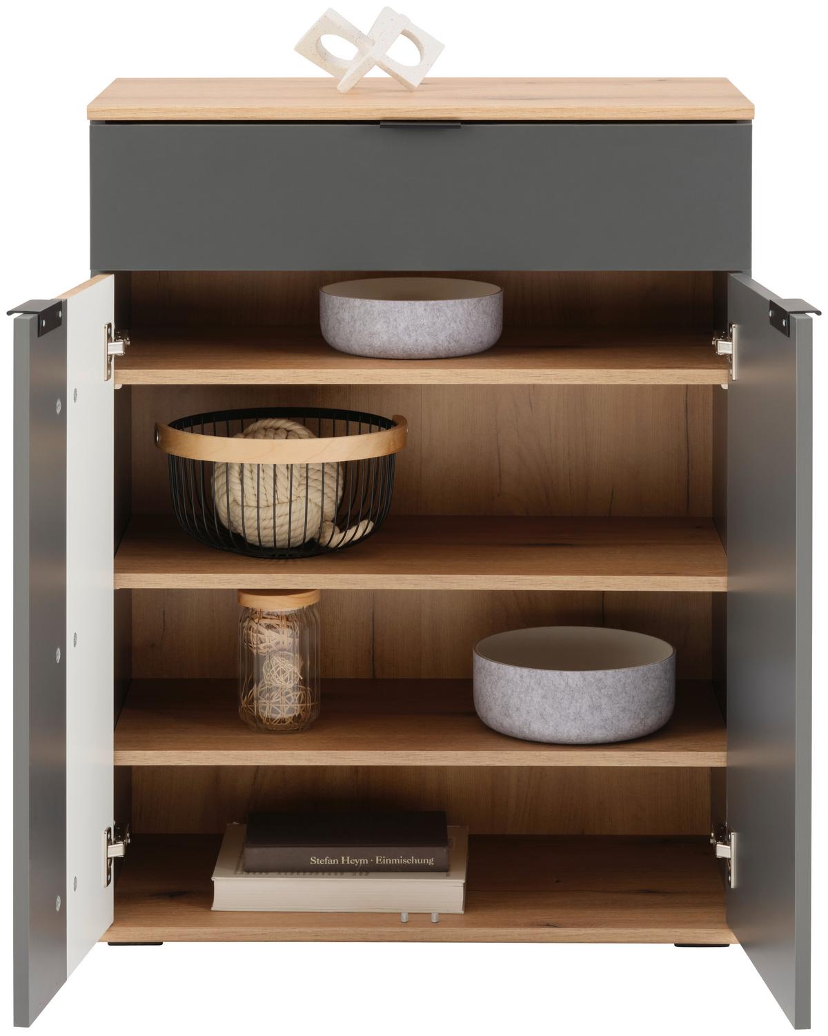 Kommode Clever Anthrazit B: 70 cm - Eichefarben/Anthrazit, MODERN, Holzwerkstoff (70/92/38cm)