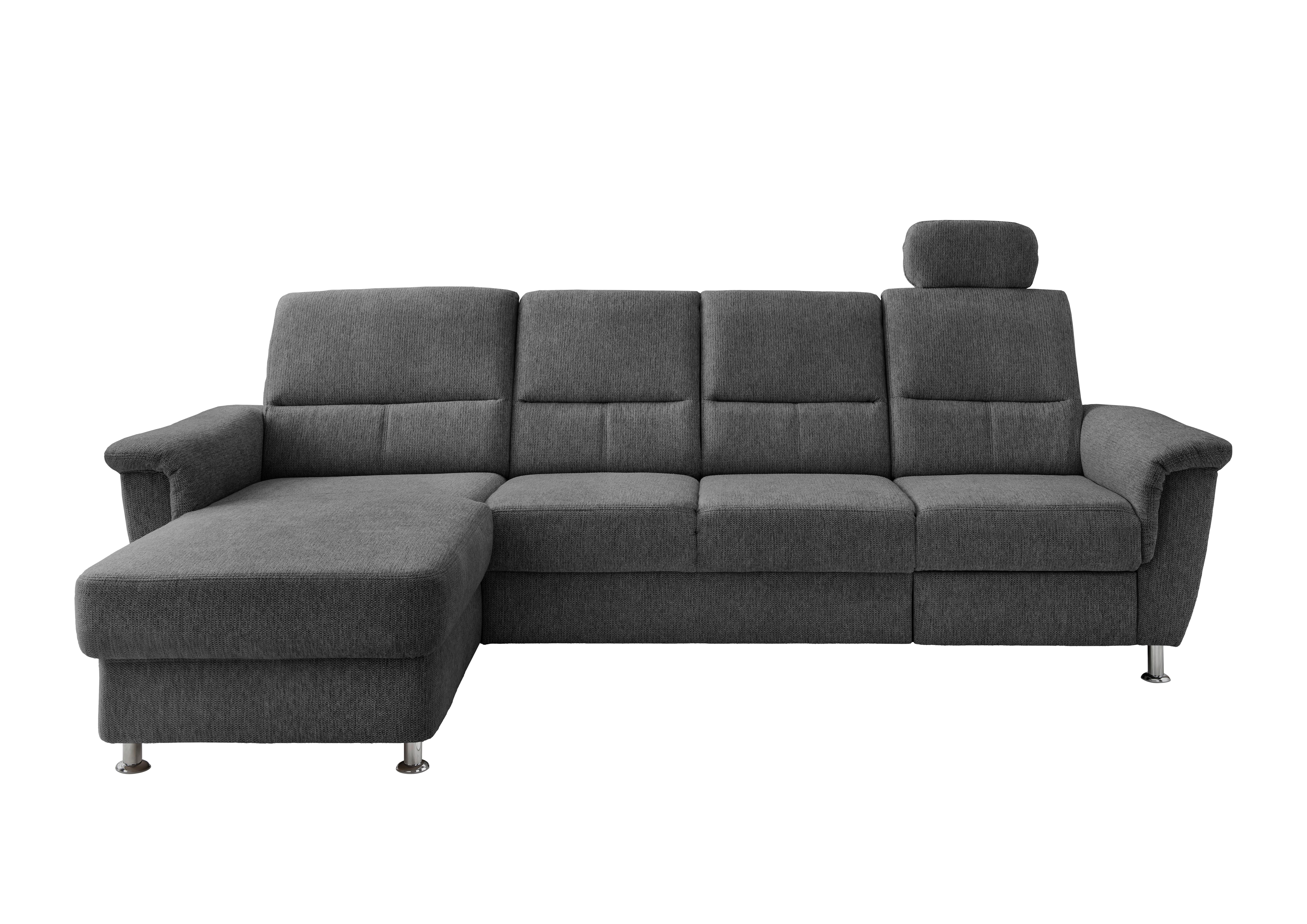 Ecksofa mit Relaxfunktion Parole Anthrazit Chenille - Chromfarben/Anthrazit, KONVENTIONELL, Textil (165/292cm) - Livetastic