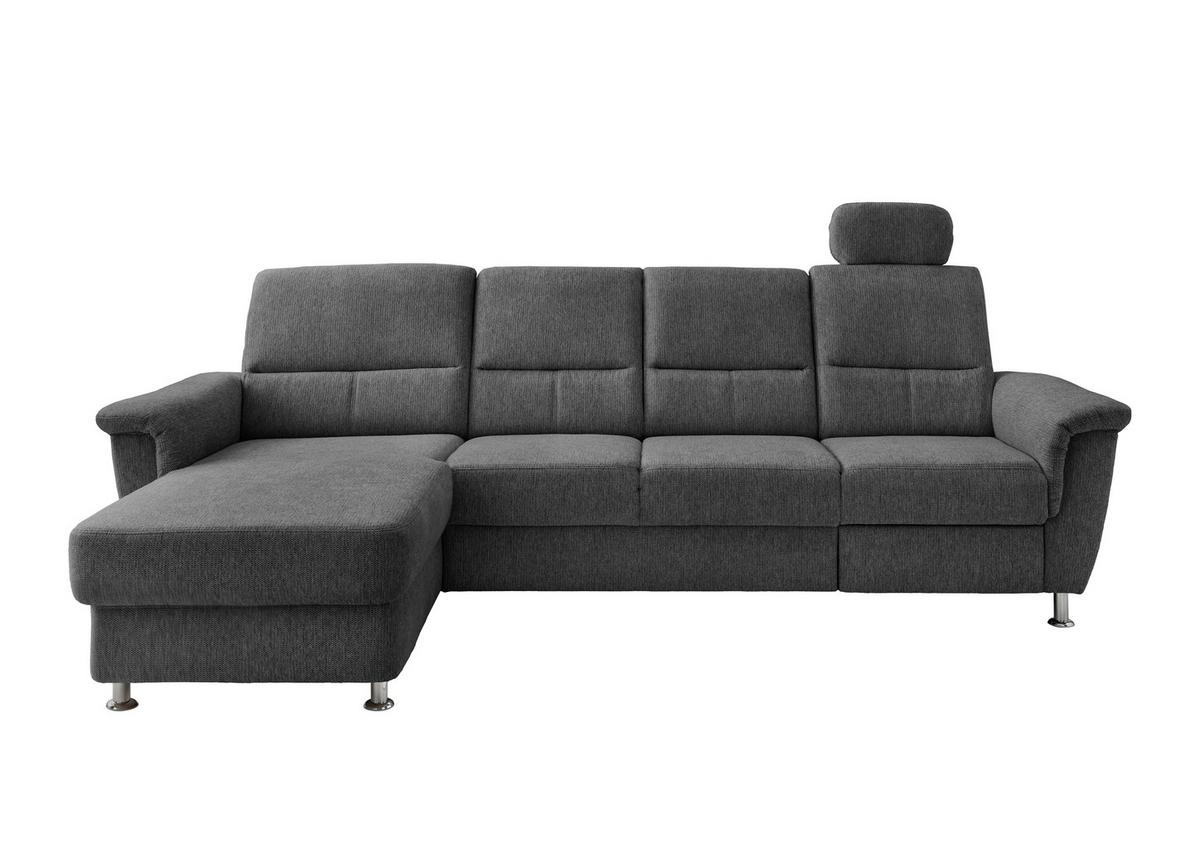 Ecksofa mit Relaxfunktion Parole Anthrazit Chenille - Chromfarben/Anthrazit, KONVENTIONELL, Textil (165/292cm) - Livetastic