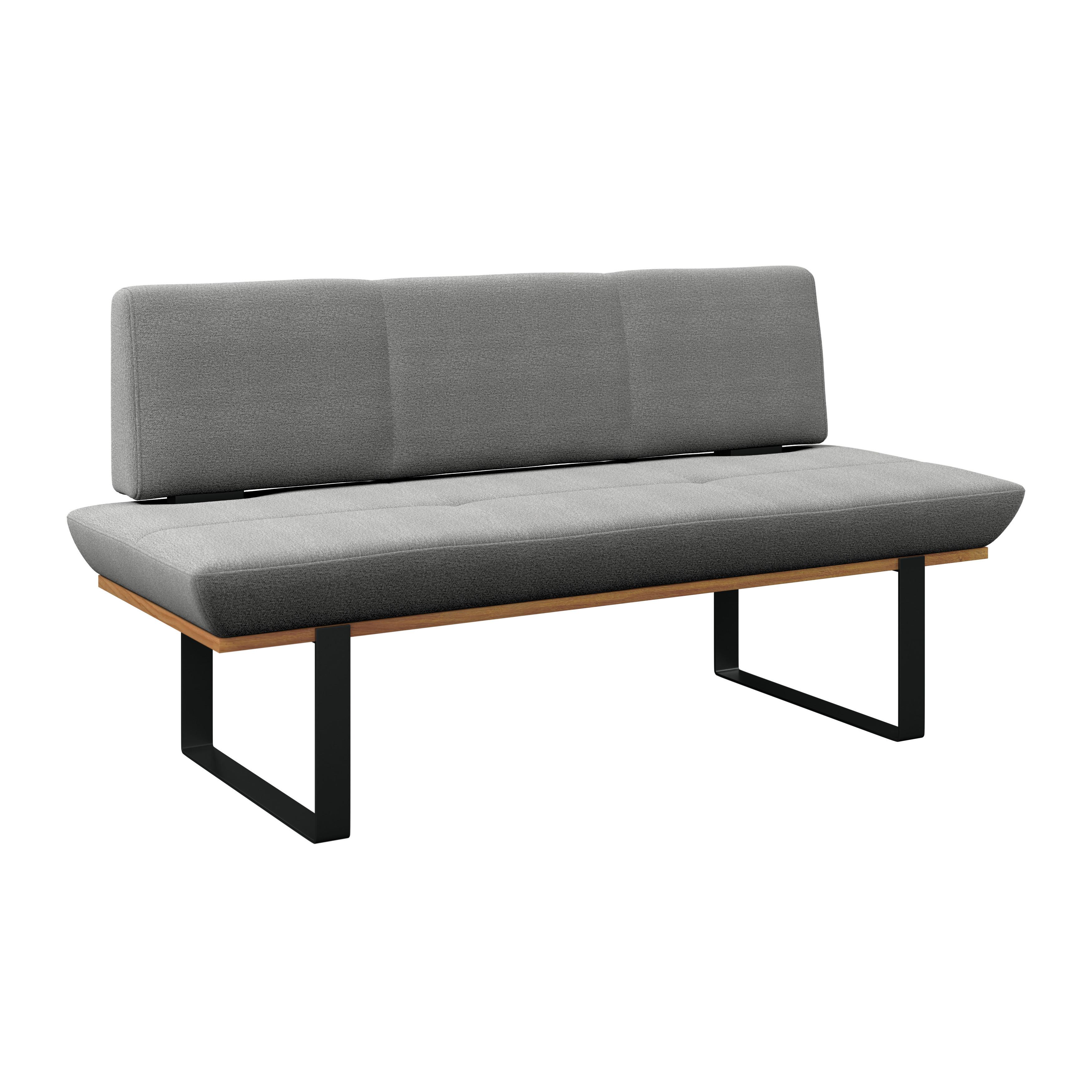 Sitzbank Tristan Webstoff hellgrau, B: 170cm - Hellgrau/Schwarz, MODERN, Holz/Textil (170/48/90cm) - James Wood