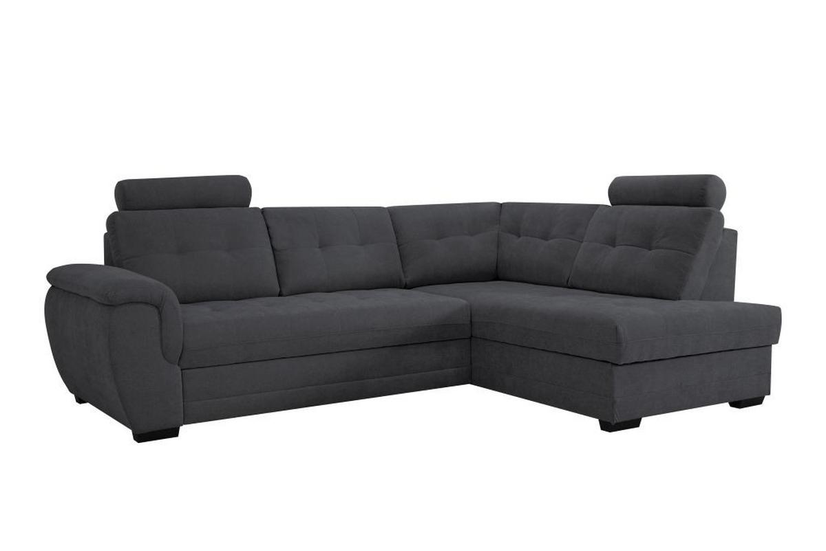 Rohová sedačka FALCO, pravá, antracit.žinylka,2x op.hlavy - černá/antracitová, Konvenční, dřevo/kompozitní dřevo (251/183cm) - Ondega