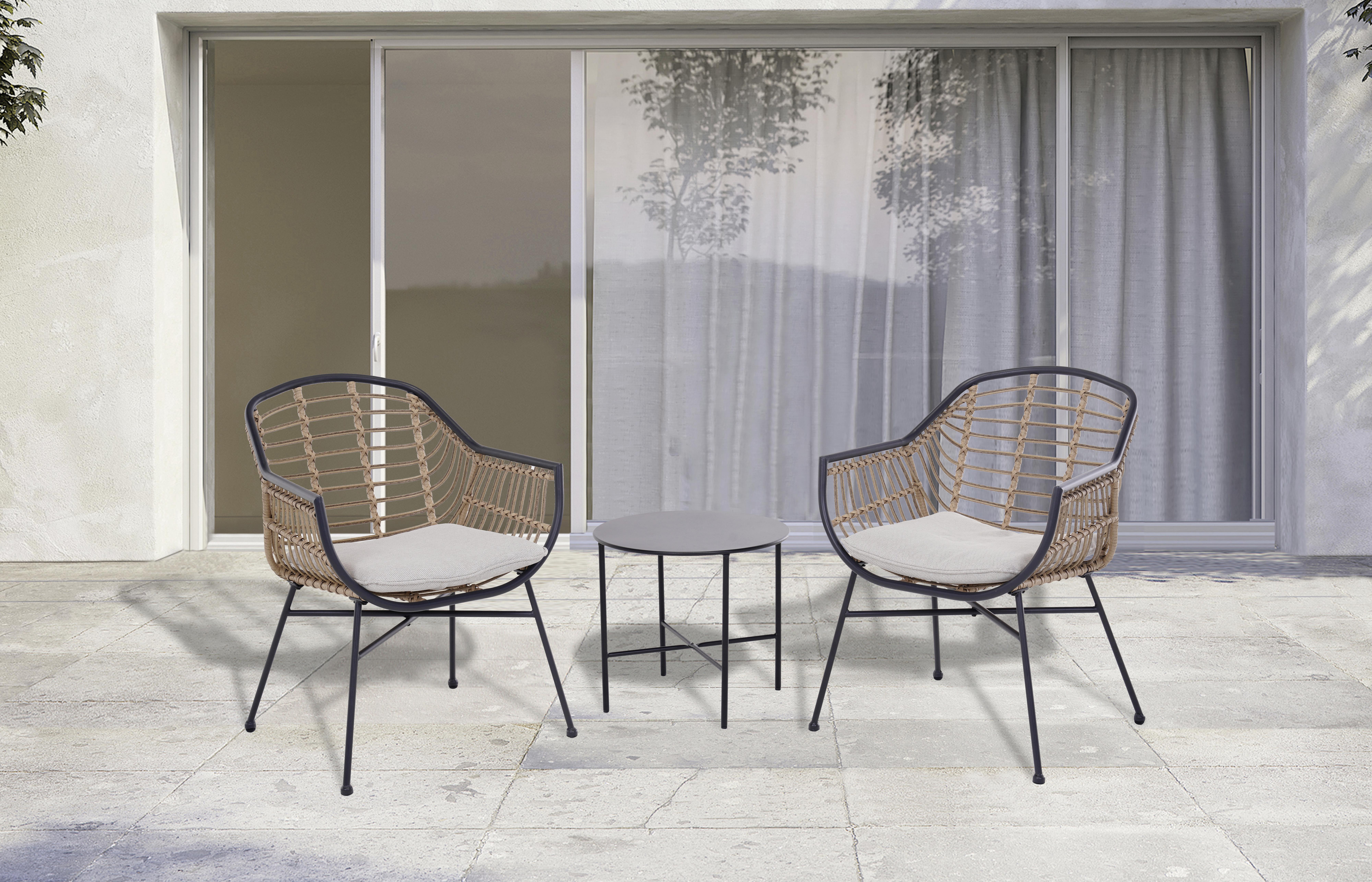 Sada Na Balkon Ricarda - černá/přírodní barvy, Moderní, kov/textil (300/245cm) - Zandiara