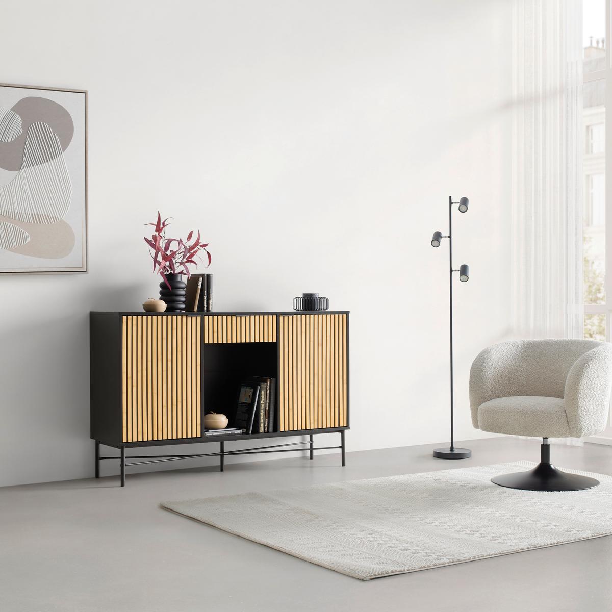 ŠIROKÁ KOMODA MADRID -EXKLUSIV- - černá/přírodní barvy, Moderní, kov/dřevo (143/90/40cm) - Mömax