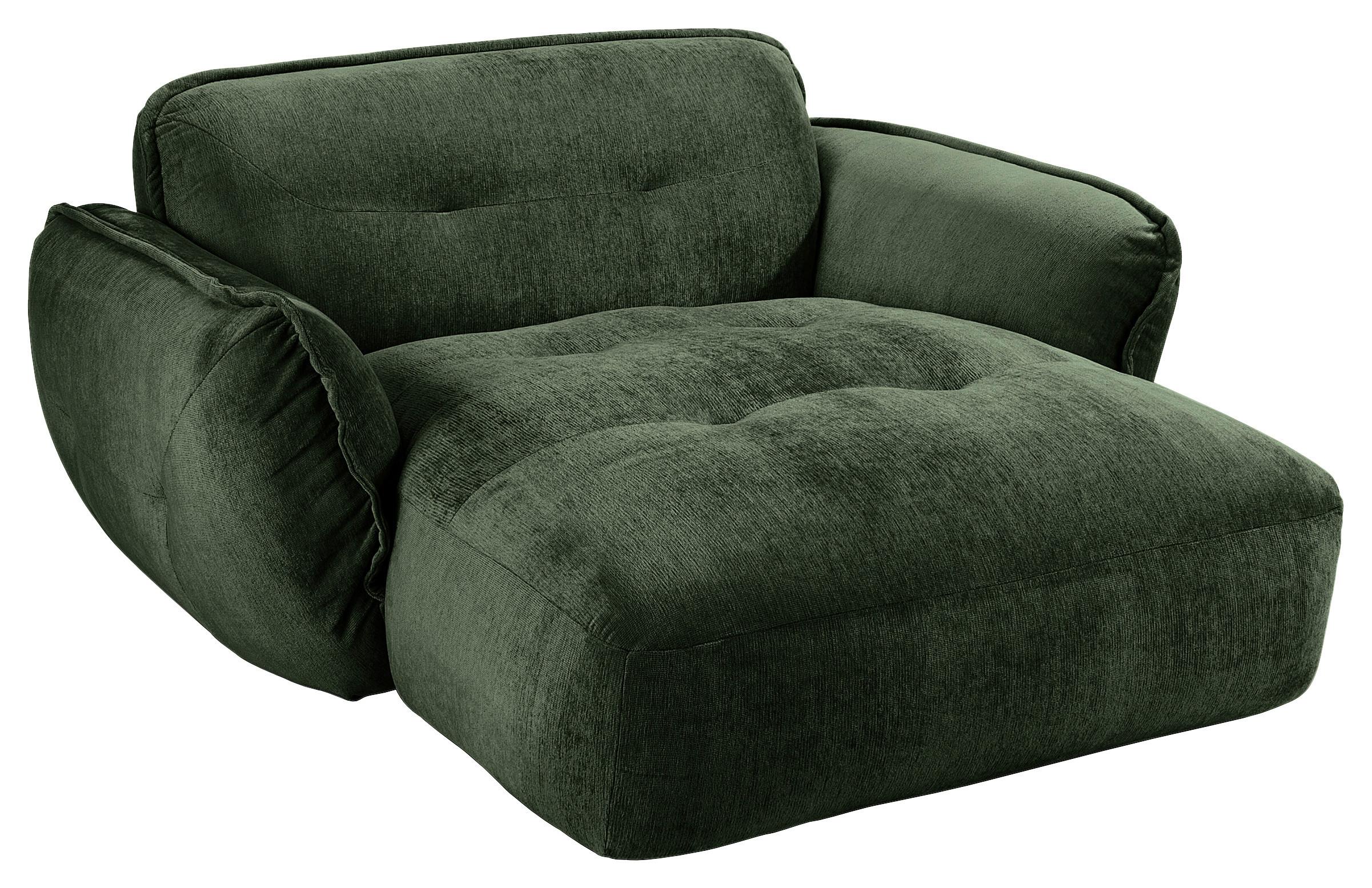 XXL-SESSEL Fluffy, Dunkelgrün B: 182 cm - Dunkelgrün/Schwarz, MODERN, Textil (182/87/184cm) - Trendmanufaktur