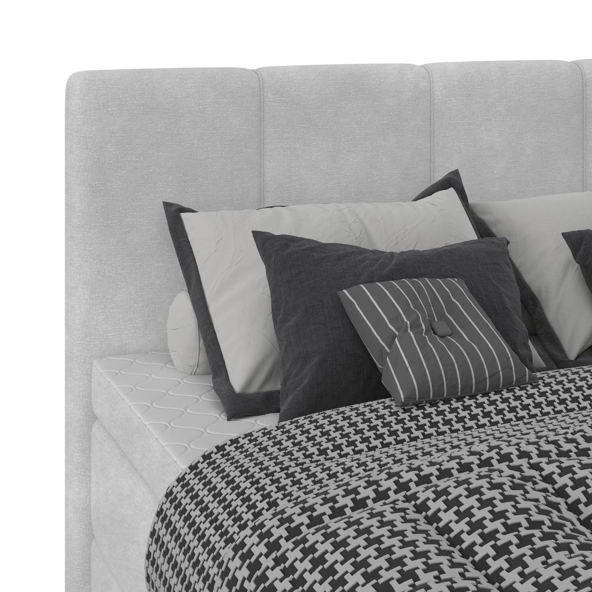 Boxspringbett mit Topper & Bettkasten 140x200 Lauro - Hellgrau/Schwarz, Trend, Textil (140/200cm)