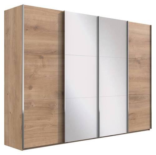 Schwebetürenschrank Mit Spiegel 350cm Level 36 A, Eiche - Eichefarben, Basics, Glas/Holzwerkstoff (350/216/65cm) - MID.YOU