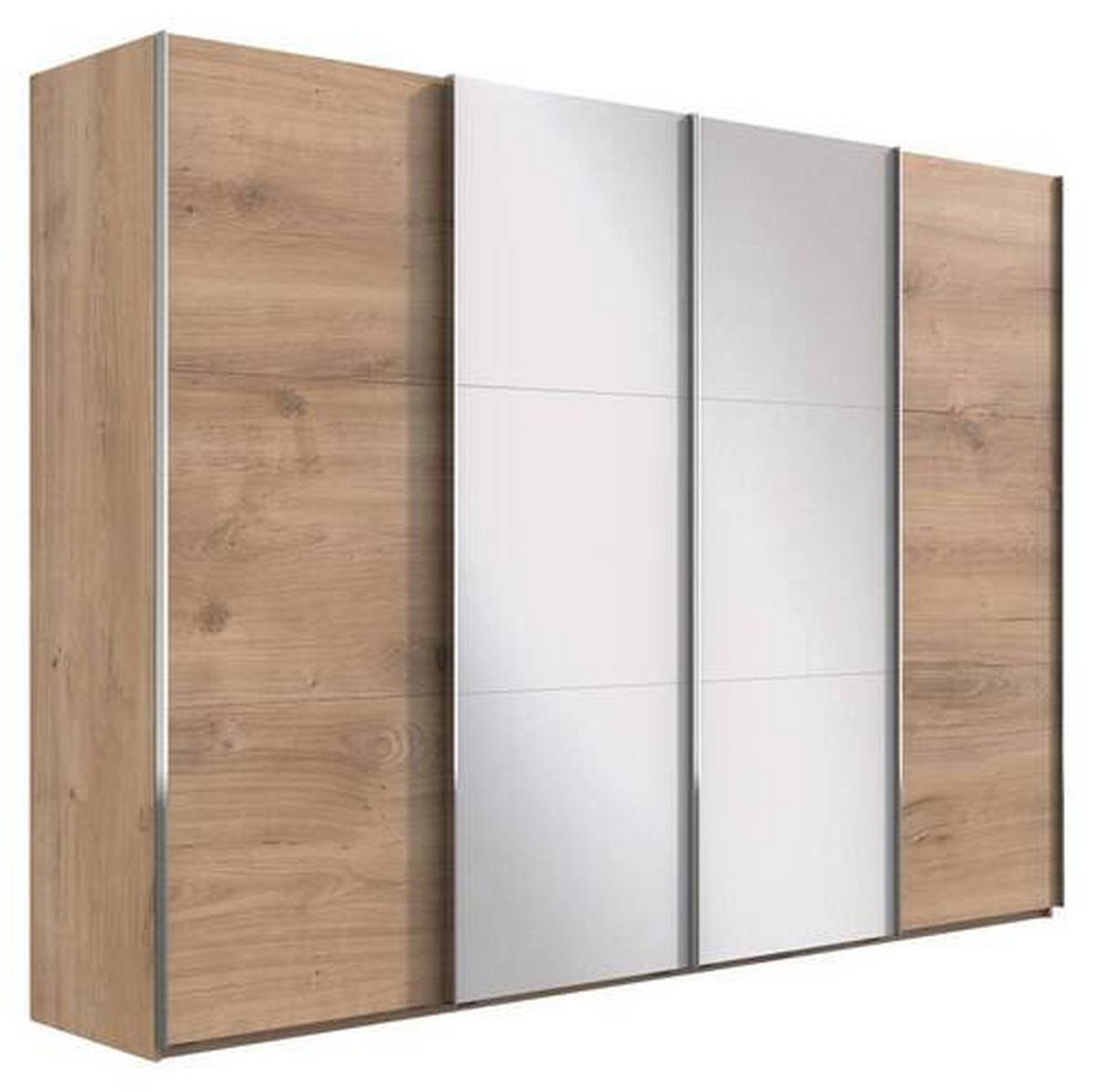 Schwebetürenschrank M. Spiegel 350cm Level 36 A, Eiche - Eichefarben, Basics, Glas/Holzwerkstoff (350/216/65cm) - MID.YOU