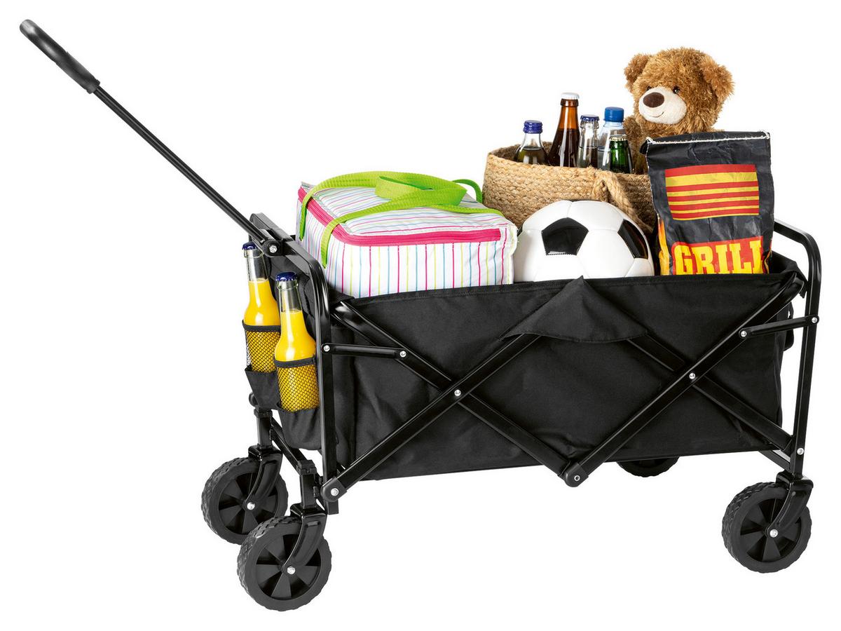 Bollerwagen Praktik Schwarz Max. 80 Kg mit Staufächern - Schwarz, MODERN, Kunststoff/Metall (67/16,5/50,5cm) - TV - Unser Original