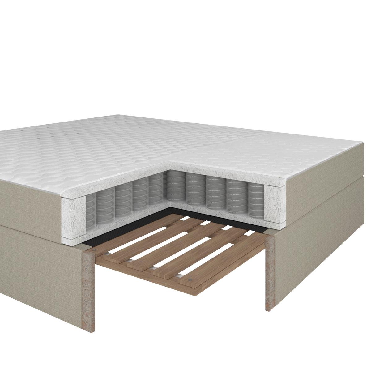 Boxspringová postel MARCO 140x200, béžová - černá/krémová, Moderní, dřevo/textil (140/200cm) - Bessagi Home