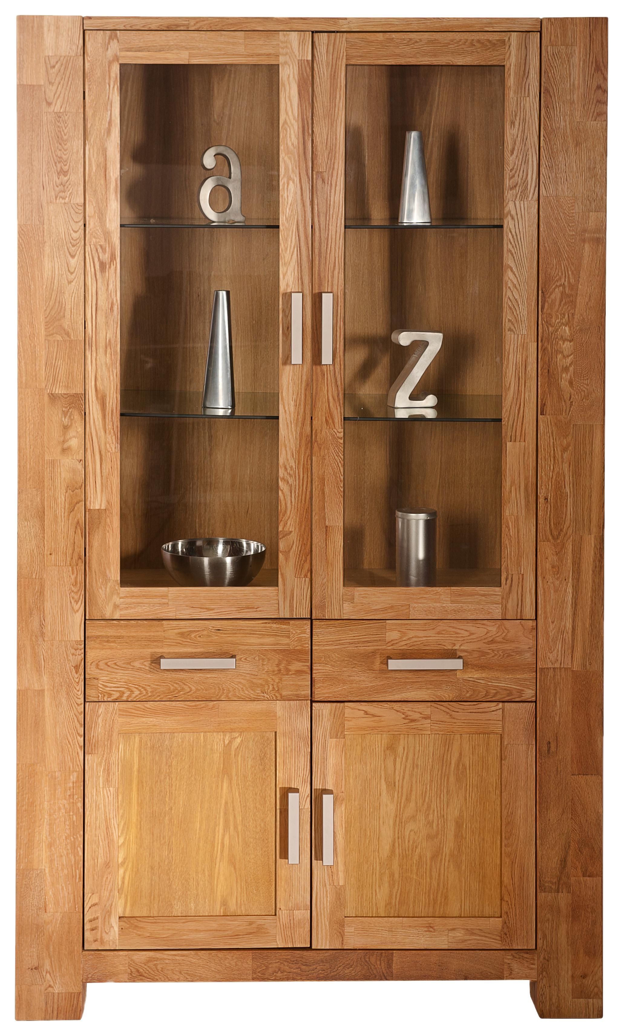 Vitrine Branco B: 106 cm Wildeiche - Naturfarben, Basics, Glas/Holz (106/190/44cm)