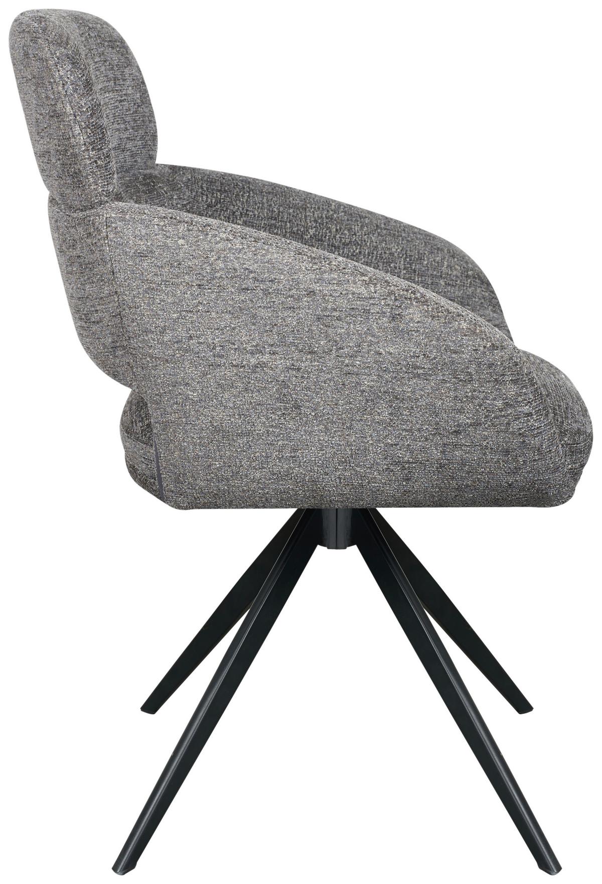 Armlehnstuhl Lyon Grau B: 57,5 cm - Schwarz/Grau, MODERN, Textil/Metall (57,5/85/61cm) - Livetastic