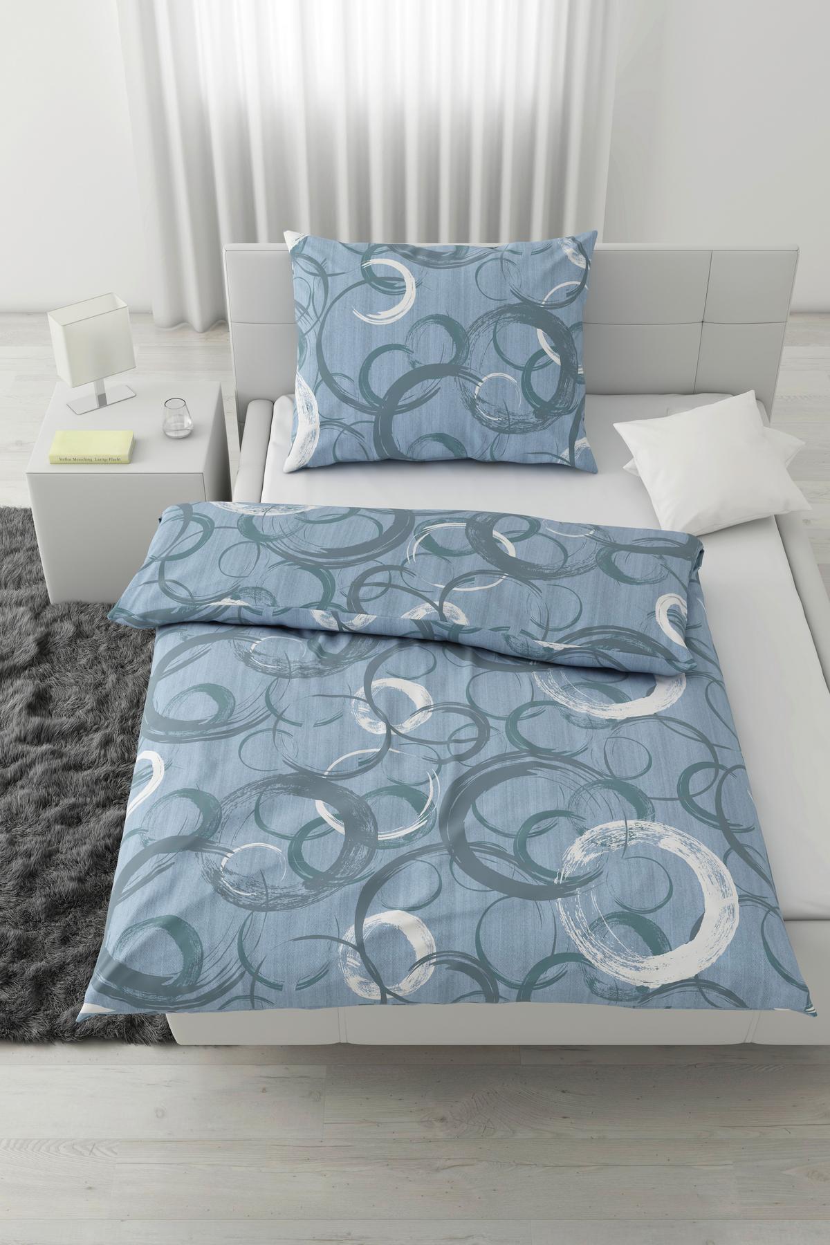 POVLEČENÍ NEW CIRCLES - modrá, textil (140/200cm) - Modern Living