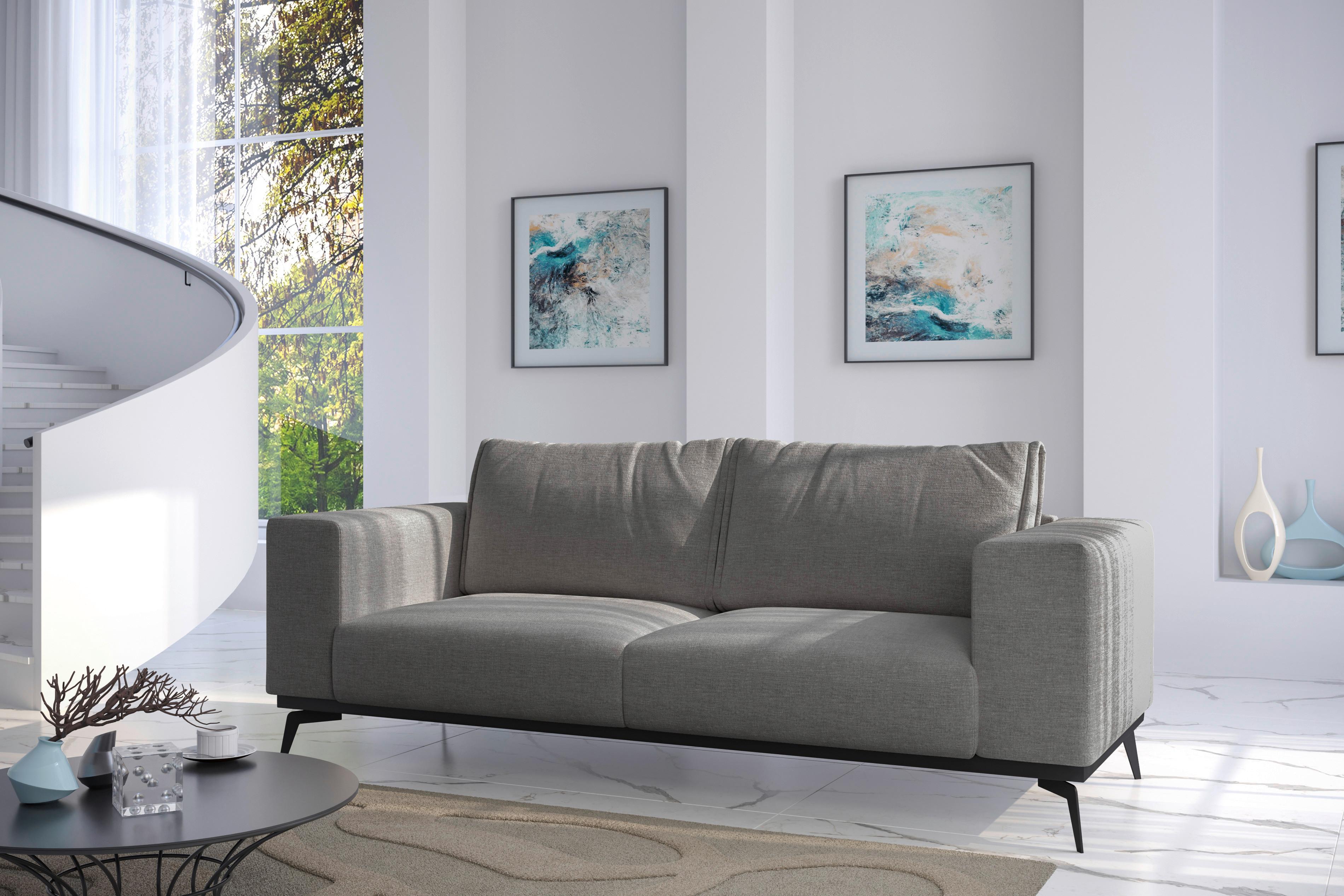2-Sitzer-Sofa Isolde Dunkelgrau - Dunkelgrau/Schwarz, Design, Holz/Textil (250/87/95cm) - MID.YOU