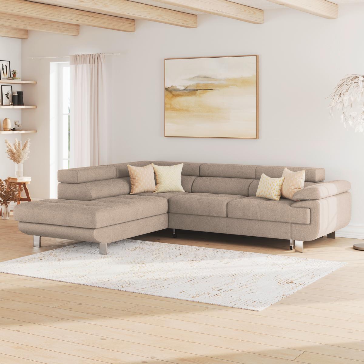 Ecksofa Mit Schlaffunktion & Bettkasten Savona Beige - Beige, MODERN, Textil (230/270cm) - Ondega