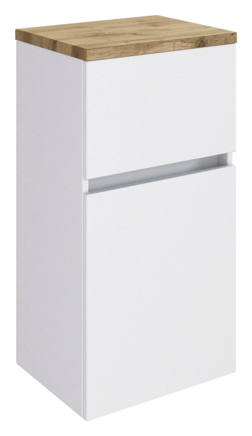 Unterschrank mit Soft-Close Pienza B: 40cm Weiß - Eichefarben/Silberfarben, Basics, Holzwerkstoff (40/79/35cm) - Held