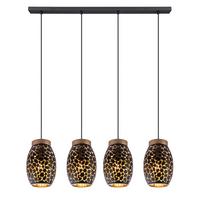 Hängeleuchte Narri L: 90 Cm 4-Flammig - Goldfarben/Schwarz, Basics, Metall (90/15/120cm) - Globo