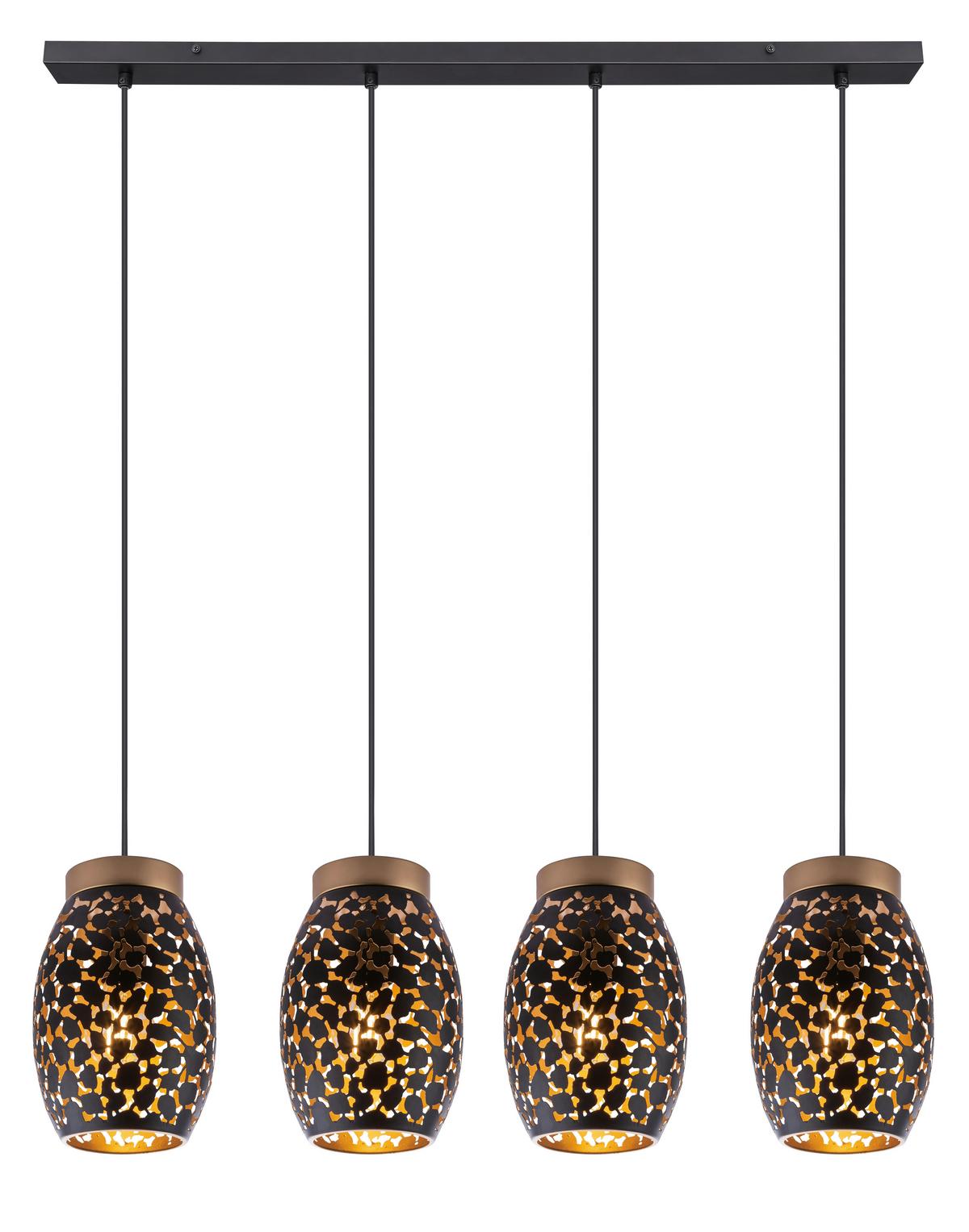 Hängeleuchte Narri L: 90 Cm 4-Flammig - Goldfarben/Schwarz, Basics, Metall (90/15/120cm) - Globo