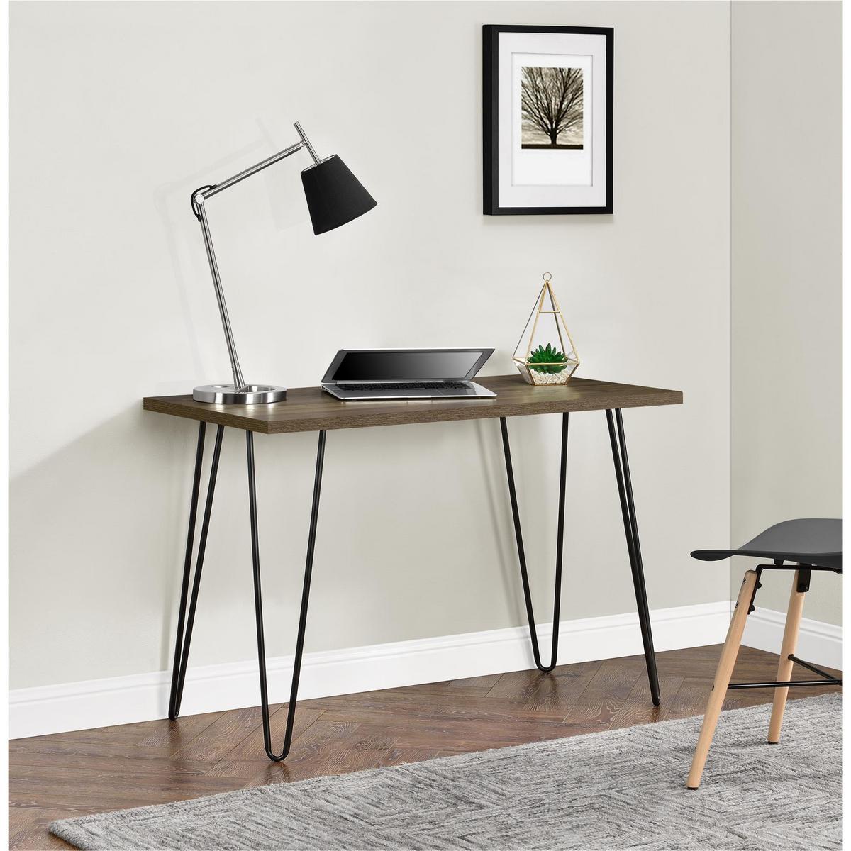 Schreibtisch Owen Walnussfarben B: 68 cm - Walnussfarben, Design, Holzwerkstoff/Metall (101/68/49cm) - MID.YOU