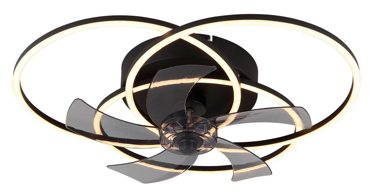 Deckenventilator 03645 Alia - Hellgrau/Schwarz, Design, Kunststoff/Metall (58/17,5cm) - Globo