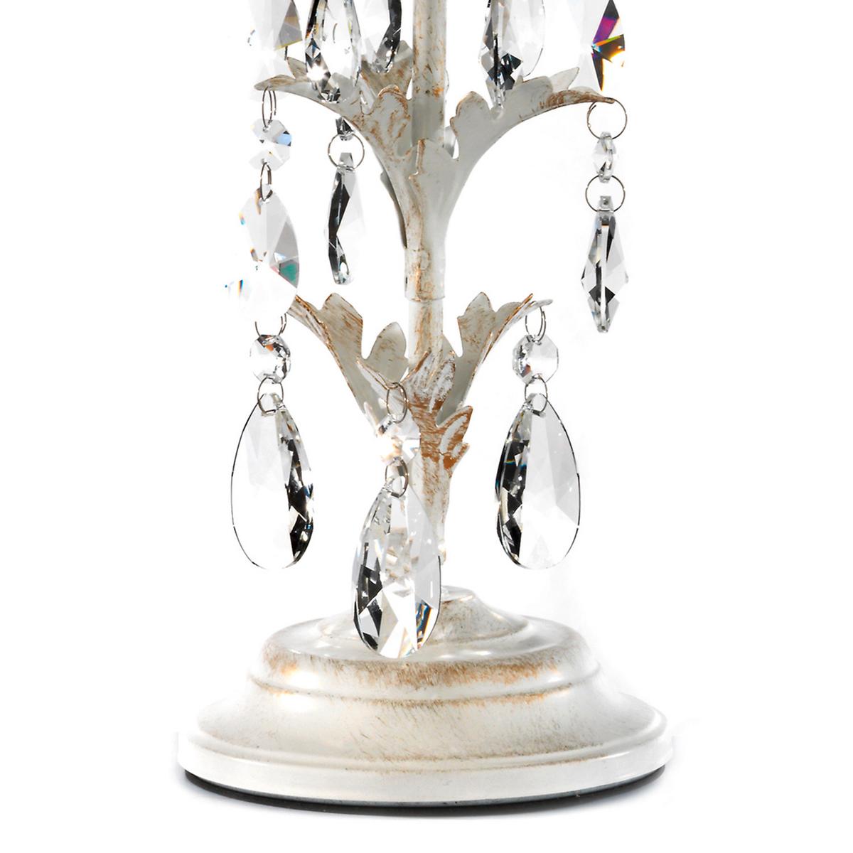 Kristall-Tischleuchte 4669/L - Weiß, Natur, Glas/Textil (16/40cm)