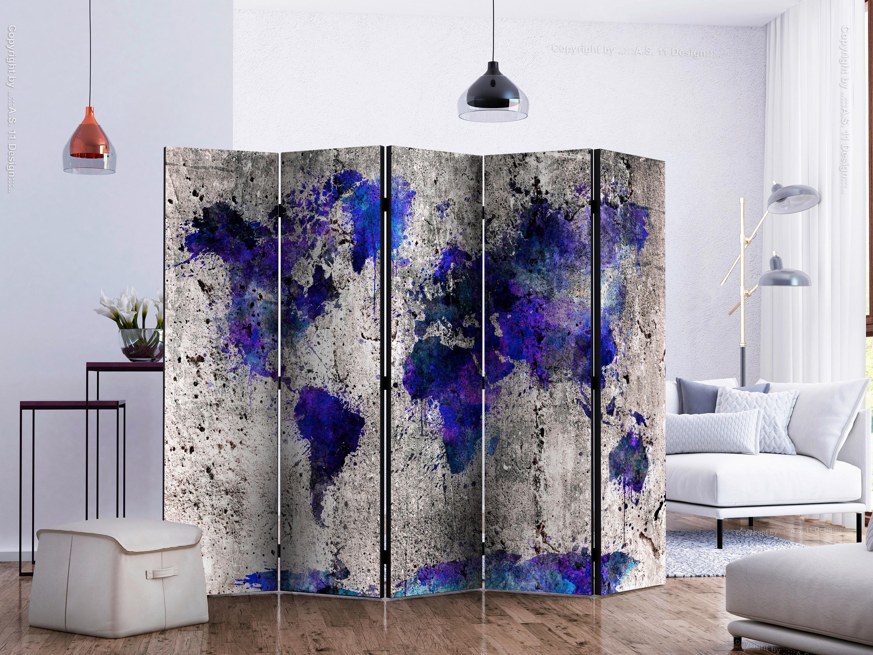 Paravent Violett Beige B: 225 Cm - Beige/Violett, Basics, Holz/Textil (225/172cm) - artgeist