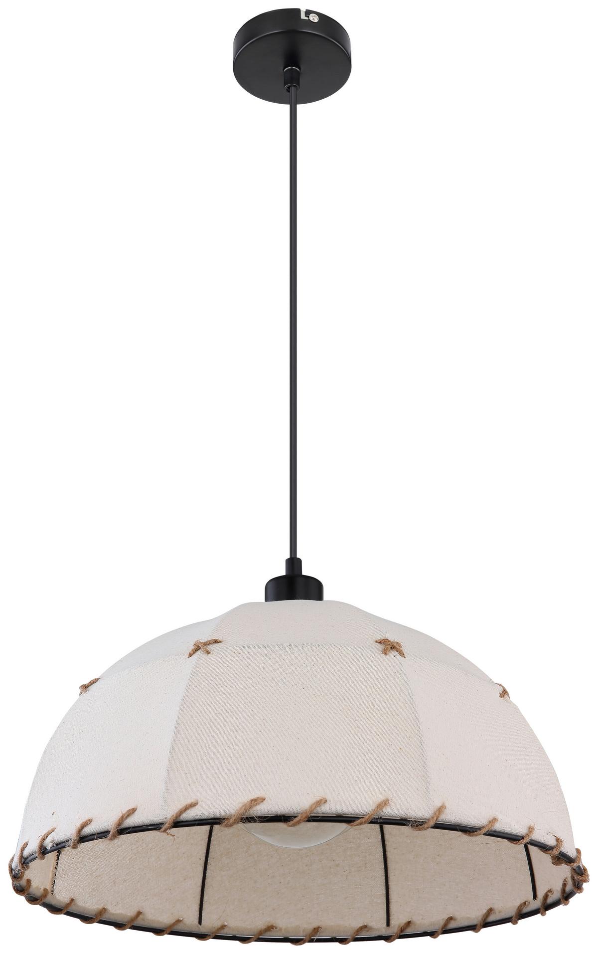 Hängeleuchte Rex H: 120 Cm 1-Flammig - Beige/Schwarz, Natur, Naturmaterialien/Textil (40/120cm) - Globo