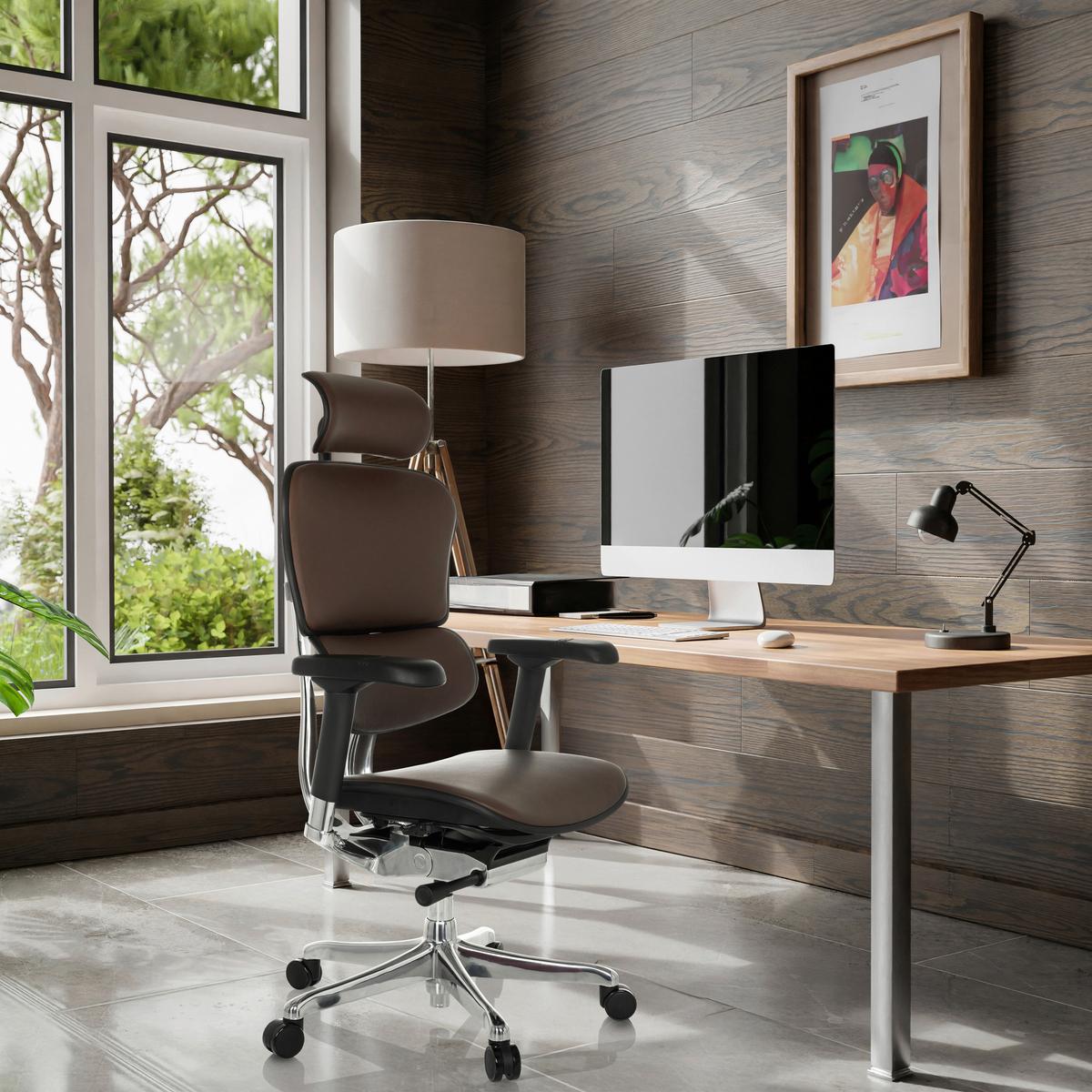 Drehstuhl Ergohuman Gen2 Dunkelbraun B: 78 Cm - Dunkelbraun/Silberfarben, MODERN, Leder/Kunststoff (78/117 - 136/64cm) - MID.YOU