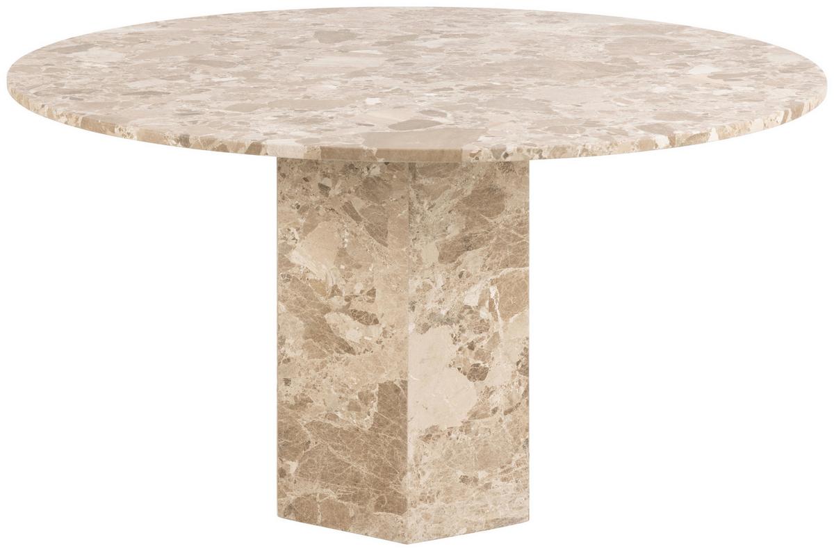 Jídelní stůl NAXOS mramor 130 - hnědá/béžová, Design, kámen (130/75cm) - MID.YOU