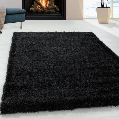 Hochflor Teppich Schwarz Brilliant 160x230 cm - Schwarz, Basics, Textil (160/230cm)