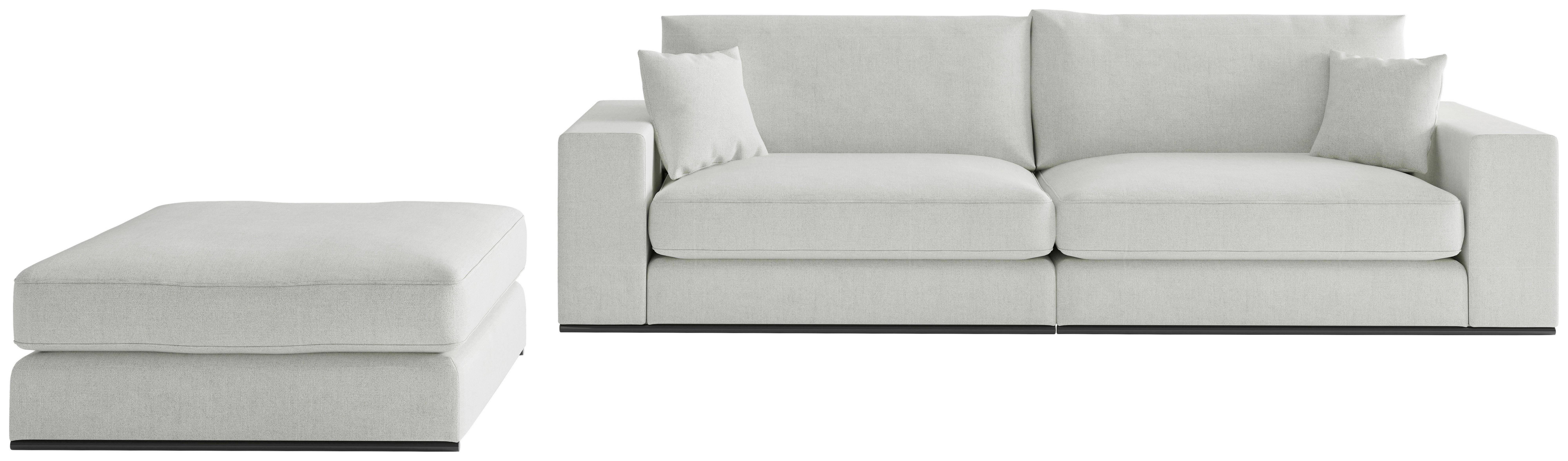 Sitzgarnitur Alberta 2-teilig Hellgrau B: 139 Cm - Hellgrau/Schwarz, Design, Holz/Textil (278/85/103cm) - Livetastic