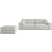Sitzgarnitur Alberta 2-teilig Hellgrau B: 139 Cm - Hellgrau/Schwarz, Design, Holz/Textil (278/85/103cm) - Livetastic