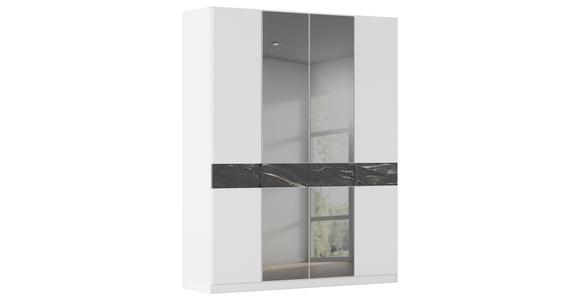 Drehtürenschrank Versity-D Alpinweiß/Marmorptik 4trg - Weiß, Trend, Holzwerkstoff (181/229/54cm) - James Wood