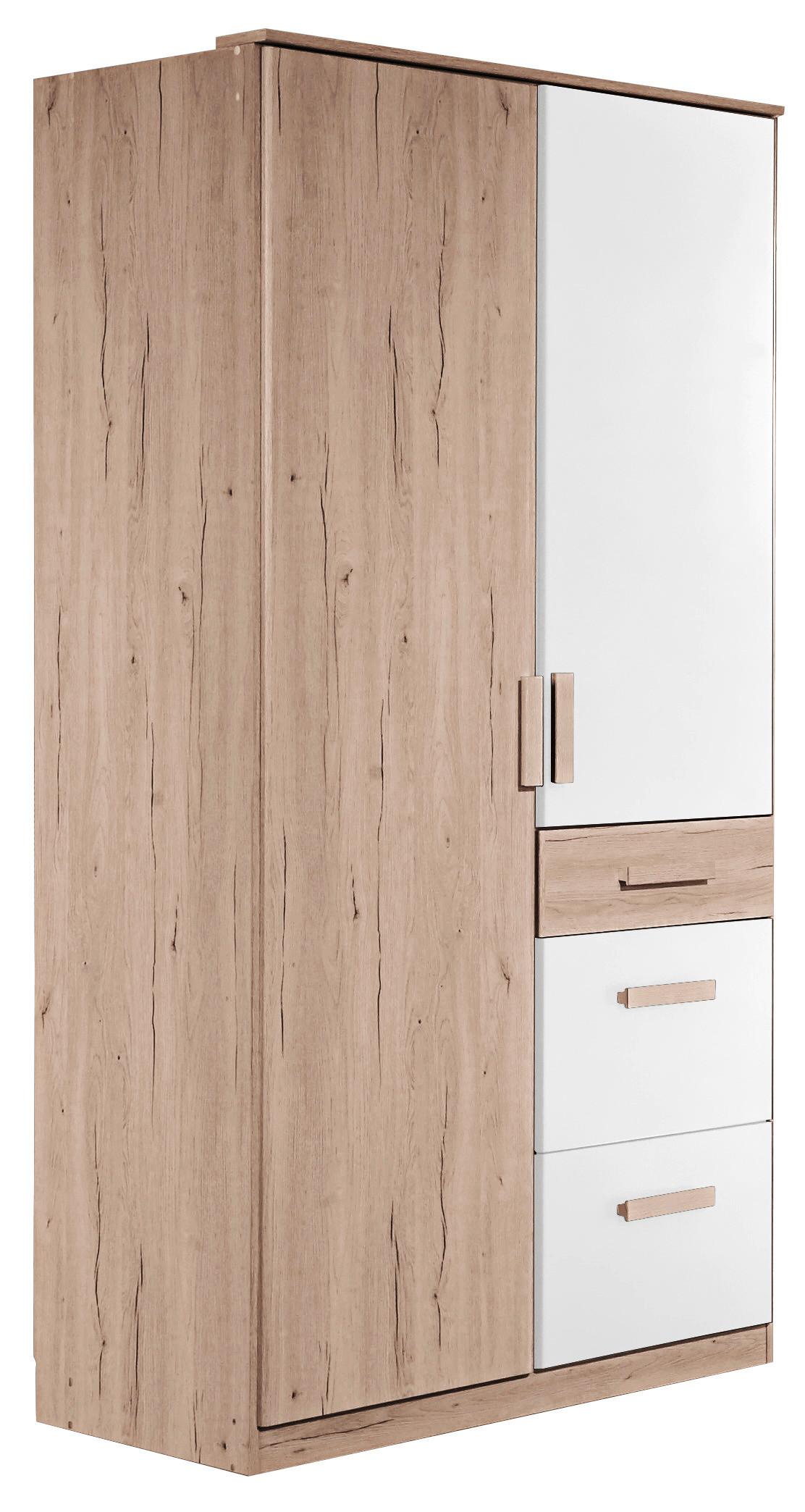 Šatní Skříň Cariba Šířka 90cm - bílá/barvy dubu, Design, kompozitní dřevo/plast (90/199/58cm) - MID.YOU
