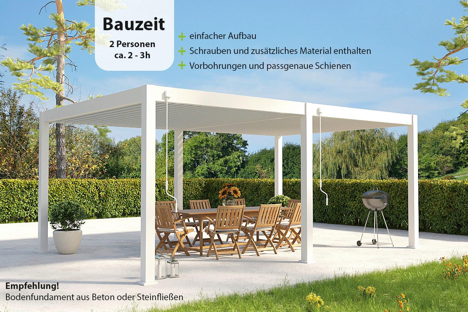 Pergola Deluxe Plus 600x400cm Sturmfest, Gartenpavillon - Weiß, Basics, Metall (600/255/400cm) - WEIDE