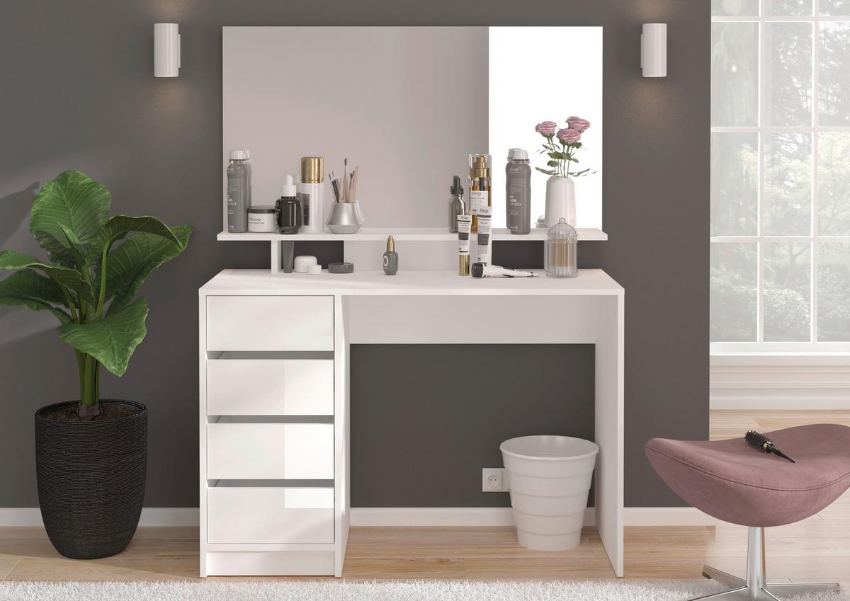 Spiegel Emma Weiß B: 110 cm - Weiß, Design, Glas/Holzwerkstoff (110/70/13cm) - MID.YOU