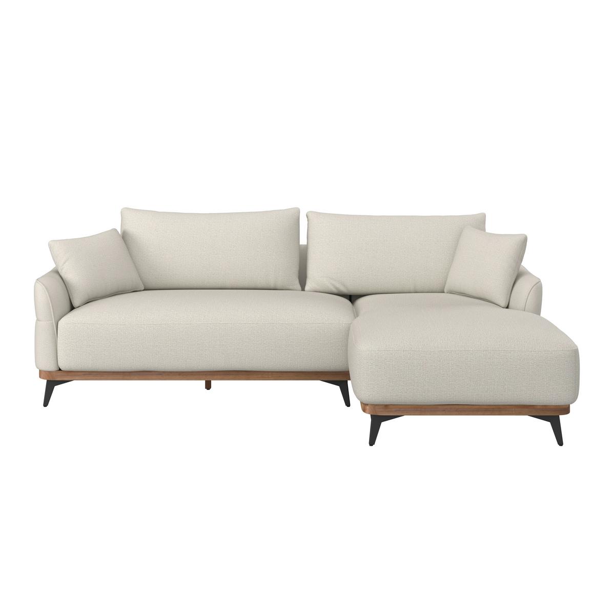 Sedací souprava MELIA, oboustranná, krémová - černá/krémová, Moderní, kov/dřevo (254/69/166cm) - Bessagi Home