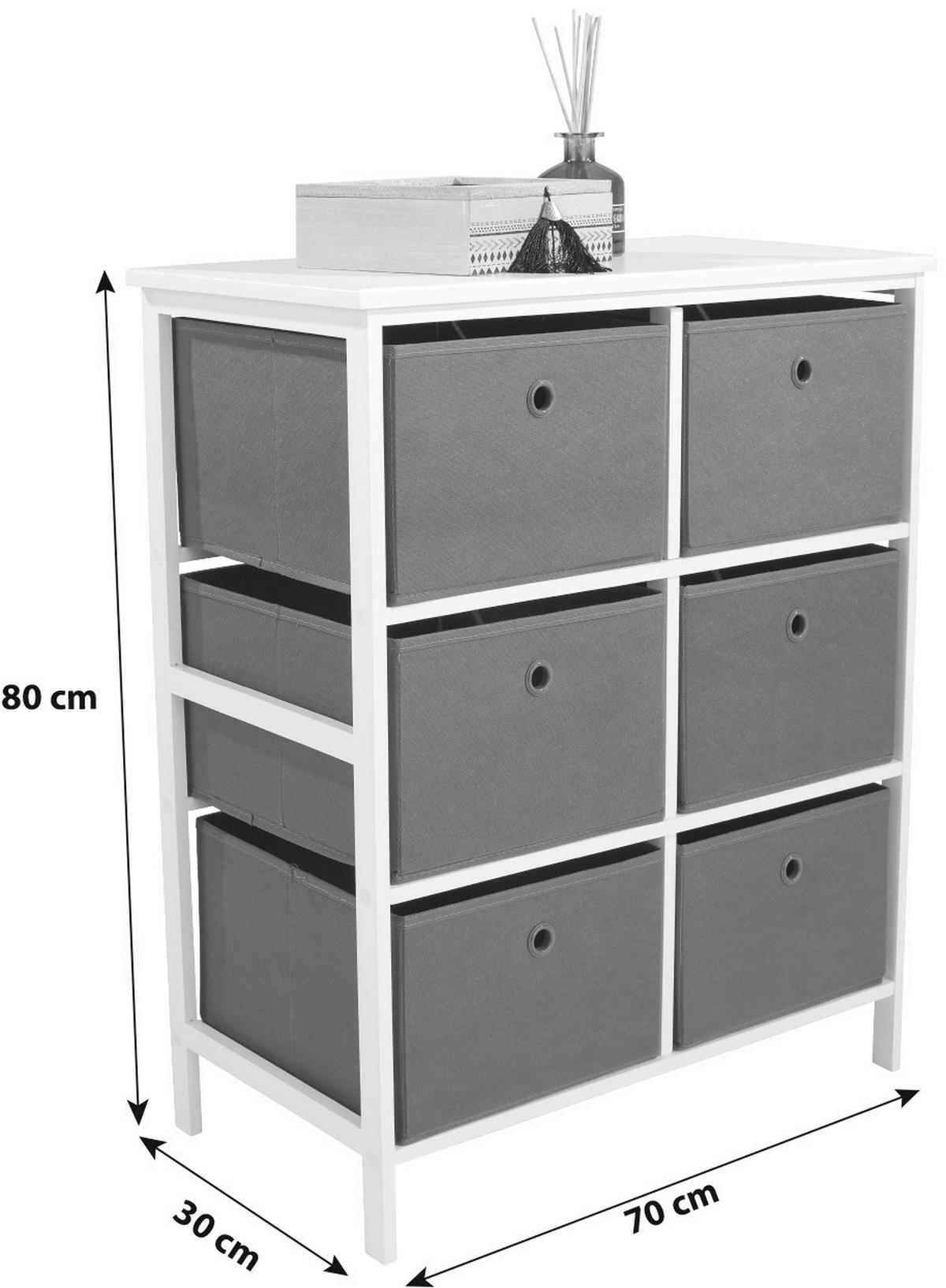 Regal inkl. Boxen Oliver B: 70 cm, Weiß/Grau - Weiß/Grau, MODERN, Holzwerkstoff/Textil (70/80/30cm)