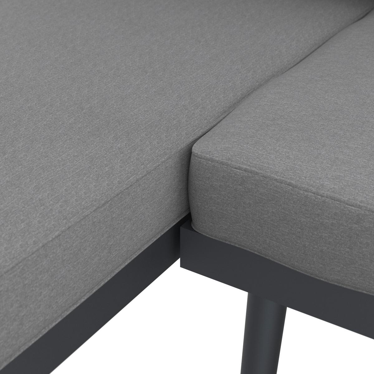 Záhradná sedacia súprava SALLIE - čierna/sivá, Modern, kov/drevo (205/76,5/152cm) - Bessagi Garden