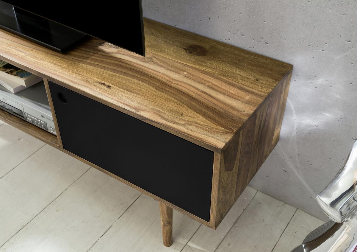 Nízka komoda pod TV Repa š:140cm masív - čierna/farba indického palisandra, Design, drevo (140/45/35cm) - MID.YOU